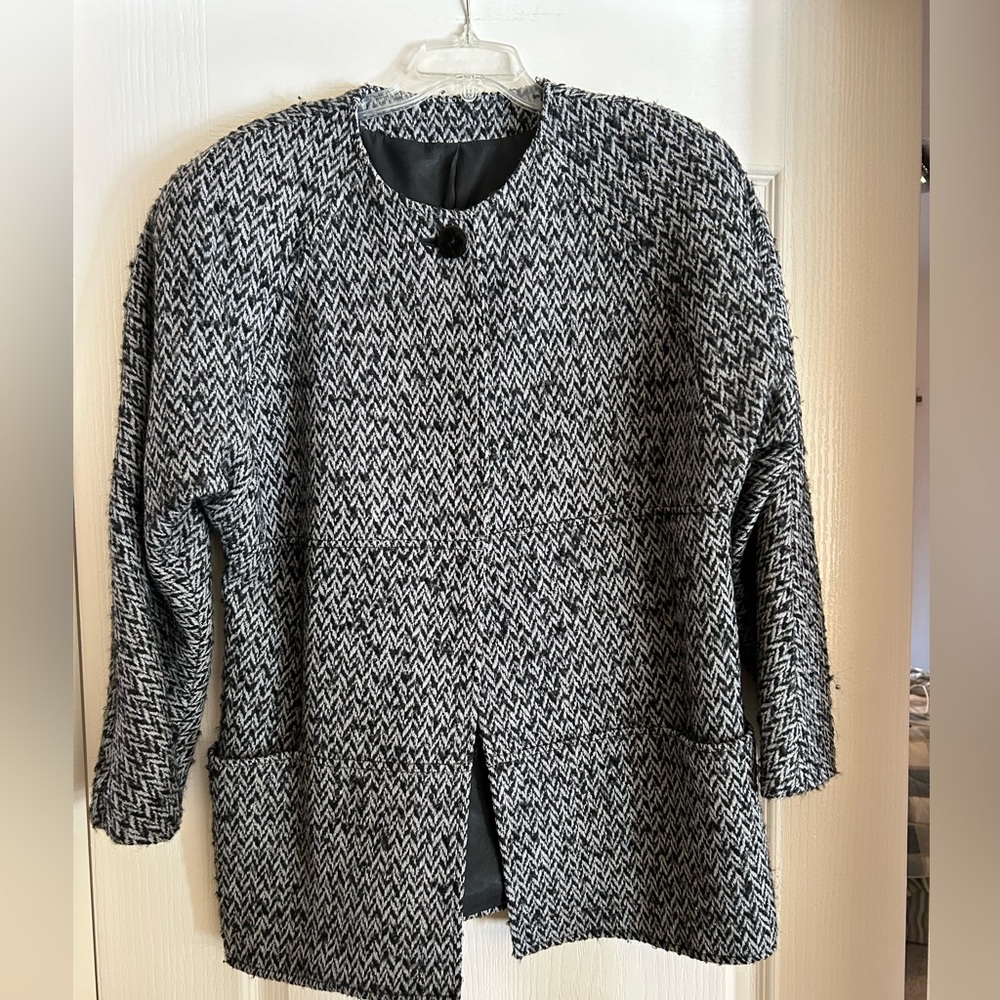 Wool Jacket, Herringbone One Button - image 1